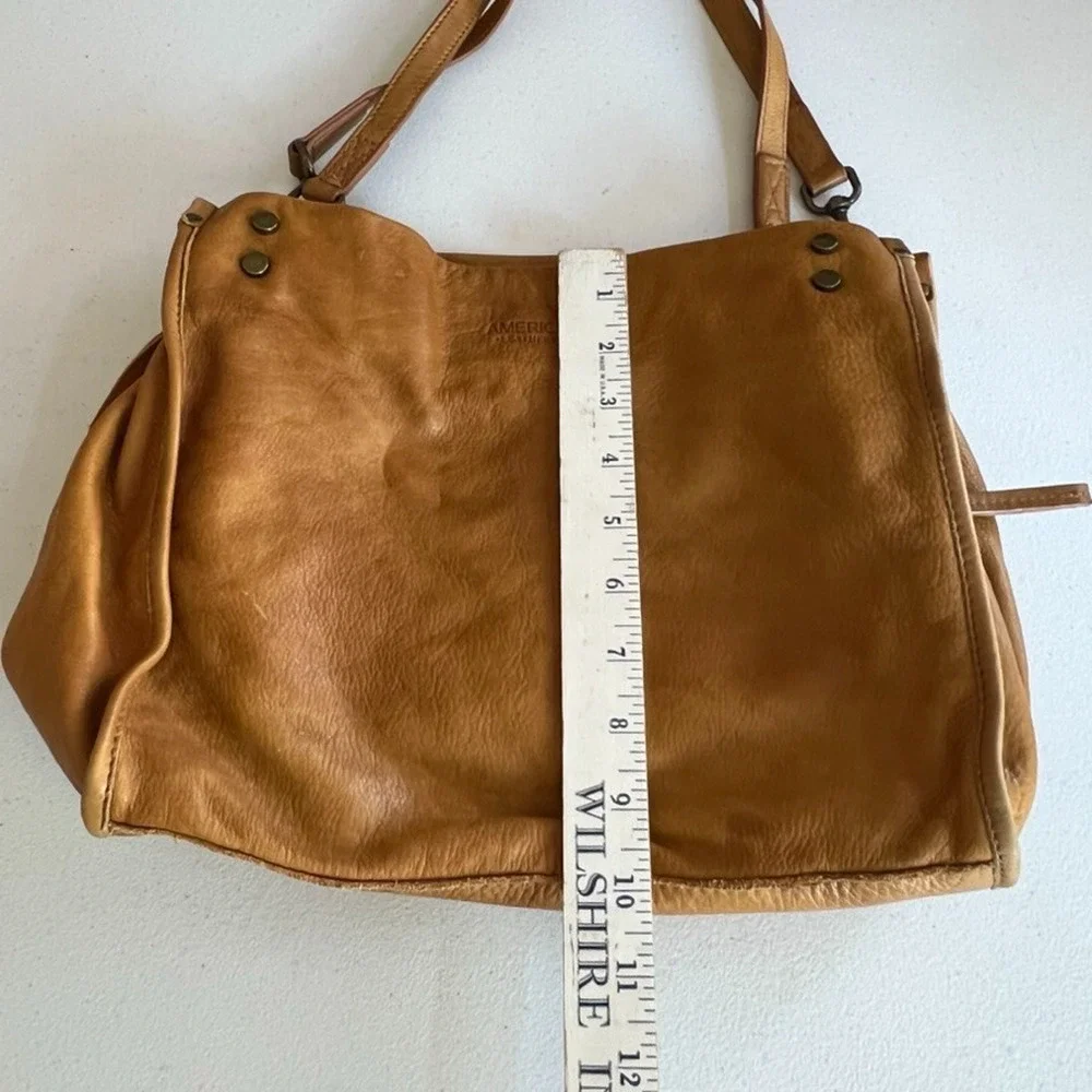 American Leather Co. Lenox Triple Entry Satchel Cafe Latte Tan Purse Handbag